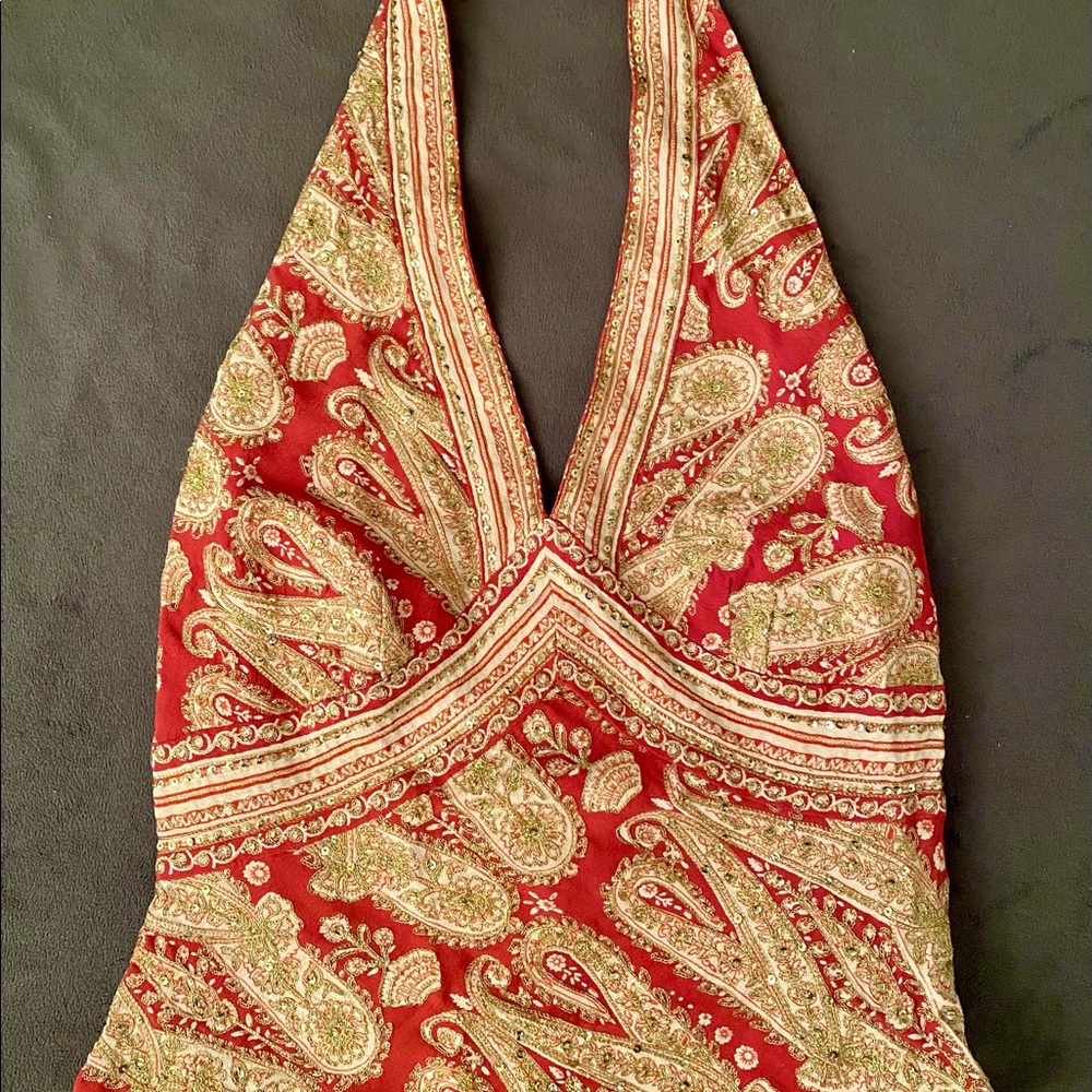 Orange and gold halter top